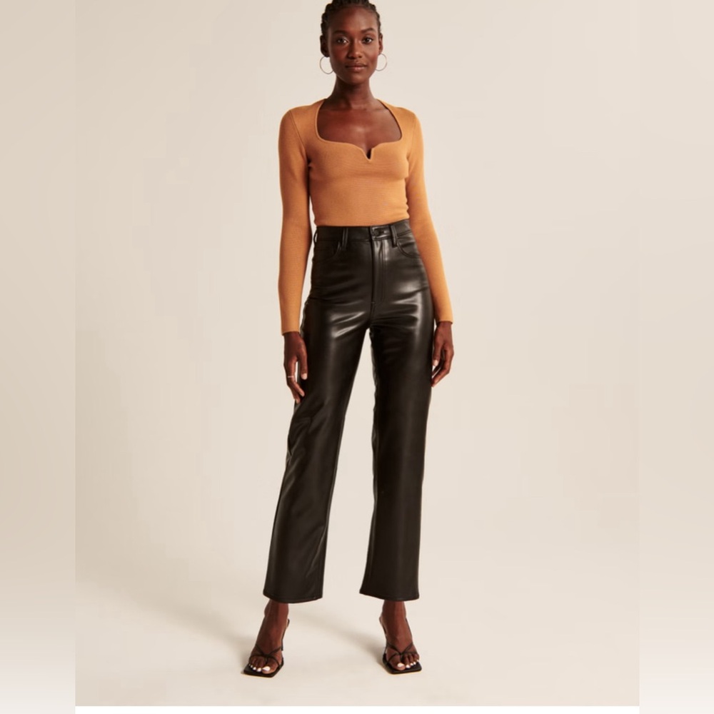 Abercrombie & Fitch Vegan Leather Ankle Straight Pant